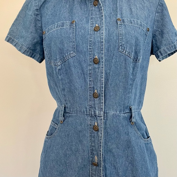 SOLD :: Vintage 90s Denim Midi Dress - Picture 7 of 11